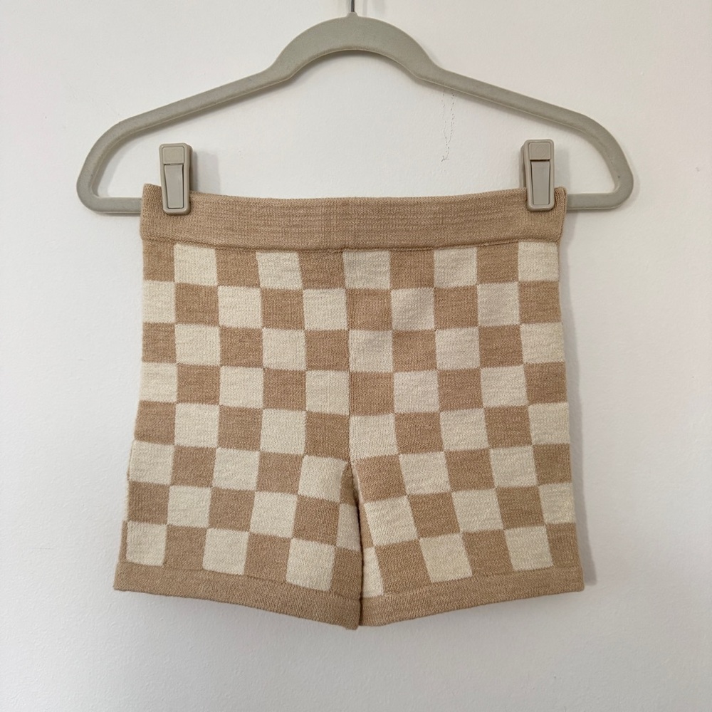 Belle the Label Checkered Knit Shorts Lounge Intimate Pajamas Sand Tan & Cream
